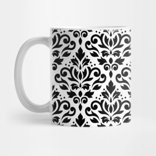 Scroll Damask Pattern BW Mug